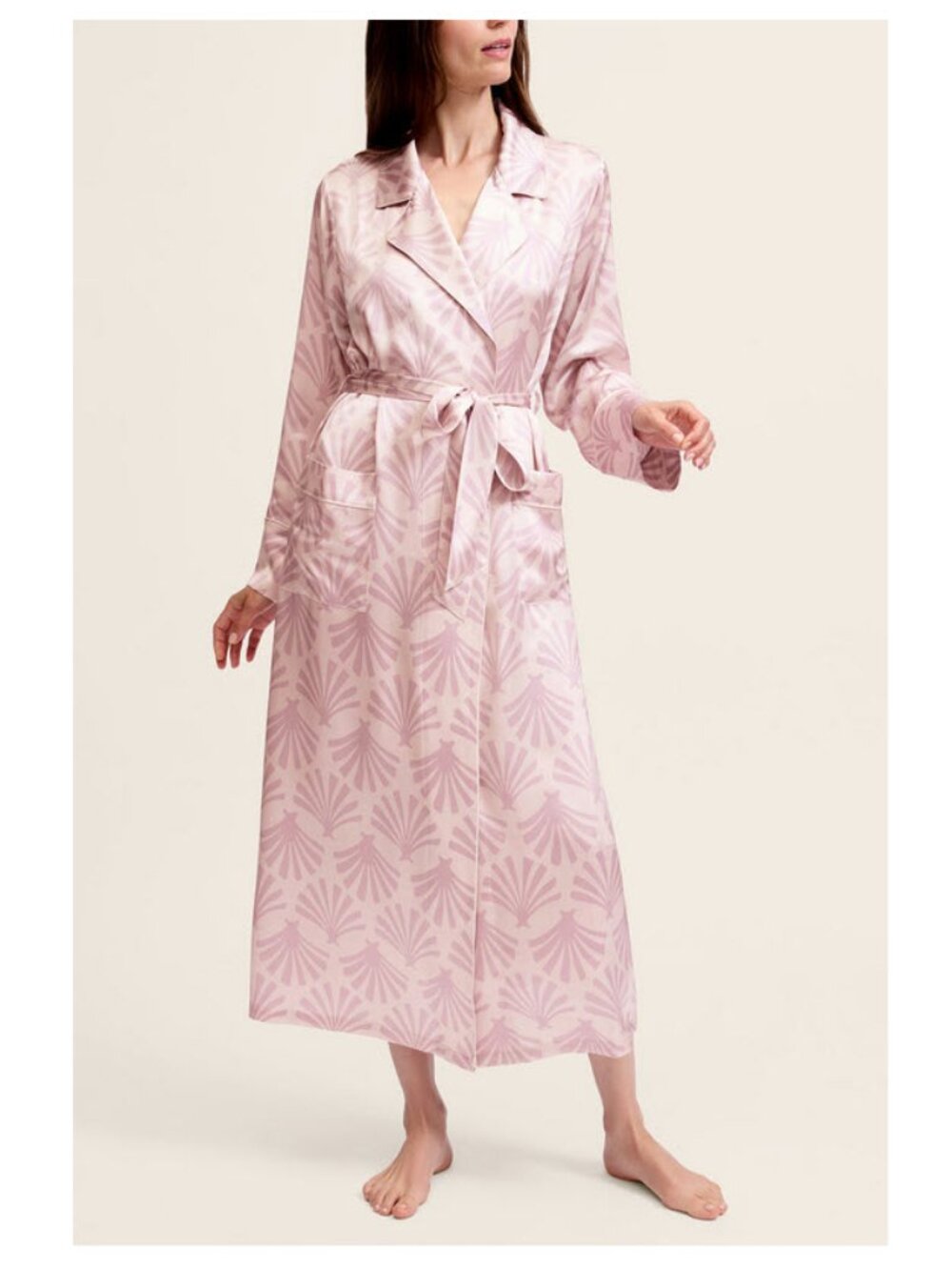 Petite Plume Women's Silk Robe in Blush Tide Sz XS
